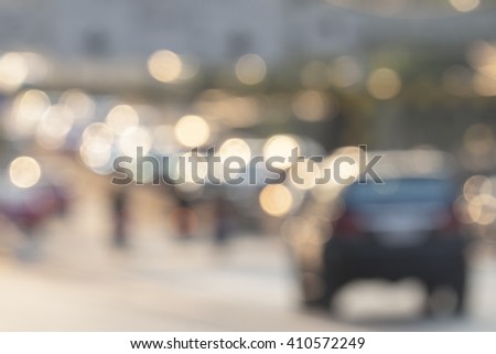Blur of car and old town with bokeh in Bangkok, Thailand
