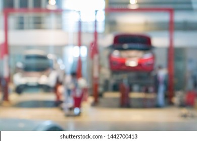 Blur Car Service Center With Showroom Car Background