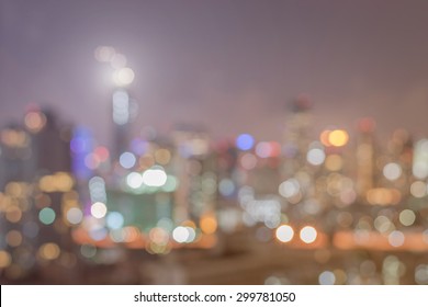 Blur City Background Rooftop Party View Of Bangkok Cityscape Business Building Landscape Night Lights Bokeh  