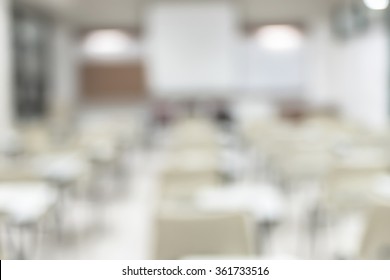 Blur Classroom Education Background Empty School Class Lecture Room Interior View, No Teacher Nor Student