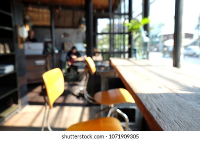 Blur coffee shop - cafe blurred with bokeh background, vintage style