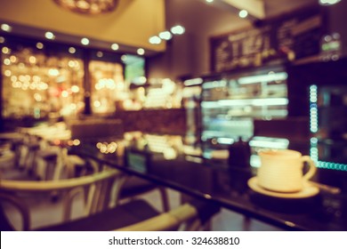 Blur Or Defocus Image Of Coffee Shop Or Cafeteria For Use As Background