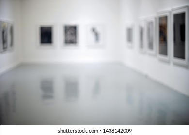 Blur Or Defocus Image Of The Lobby Of A Modern Art Center White Museum Room Art Gallery Exhibition Display