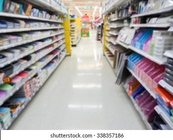 Blur of Defocus image of Office supply shelf in store