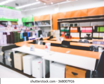 Blur Of Defocus Image Of Office Supply Shelf In Store