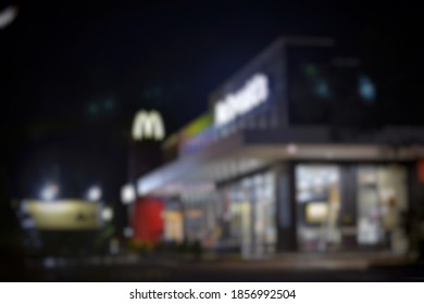 Blur Fast Food Restaurants At Night