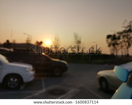 Blur focus of car parking on the road prepare for race or parking,