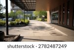 Blur focus of empty long corridor in the modern office building.