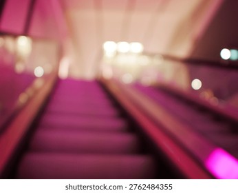 Blur focus of escalator elevator stairs lift in shoping mall.