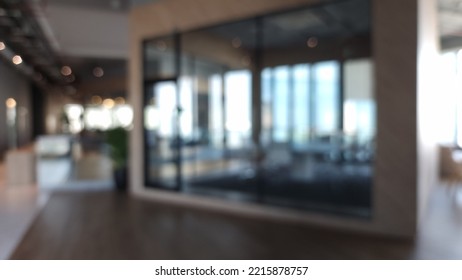Blur focus of Fashion and modern office interiors. Front view of a loft open space office interior. Blur background. - Shutterstock ID 2215878757