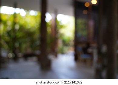 Blur Focus Of Lobby Area For Check In The Tropical Resort Near The Beach, Travel Lifestyle Concept