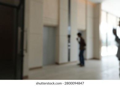 Blur focus of office elevators corridor.