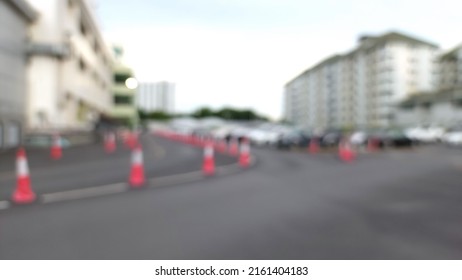 Blur Focus Of The Parking Lot Near The Hospital Building