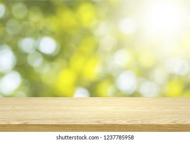 Wood Table Top On Blur Abstract Stock Photo (Edit Now) 573869617 ...