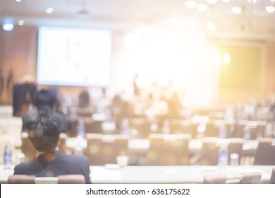 Blur Health Technology Training Event And Business Conference In Convention Hall Concept For Lifestyle Sale Meeting,  Blurry Seminar Room, Congress Tele Meeting Phone Call