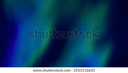 Blur horizon. Smooth gradient. Defocused leak multicolor green blue rays holographic flickers beam lens flare on abstract dark art.