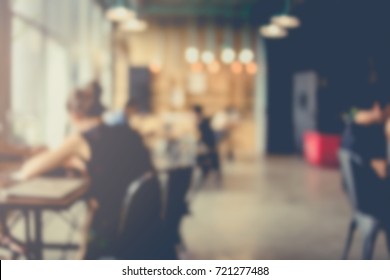 Blur Image Background Of Office Or Co Working Space With People