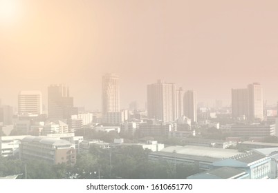 Blur Image Of Bad Weather And Air Pollution With Pm 2.5 Dust In City Scape