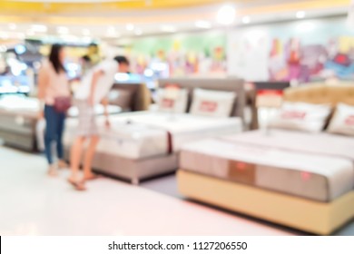 Blur Image Of Bedding Shop In The Mall.