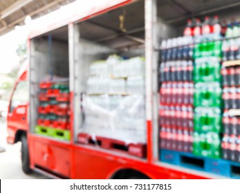 Blur Image Of Beverage Truck, Use For Background.