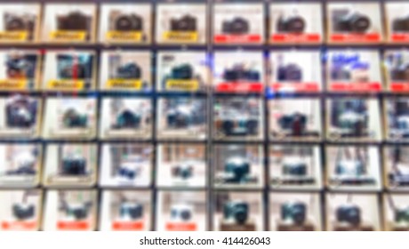 blur image of camera store use for background.