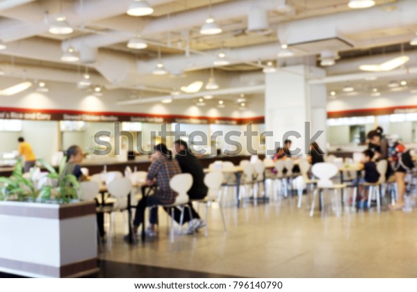 Blur image Canteen Dining Hall Room, A lot of\
people are eating food in University canteen blur background,\
Blurred background cafe or\
cafeteria