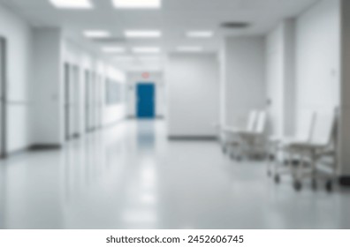 Blur image of Empty modern hospital corridor, clinic hallway - Powered by Shutterstock