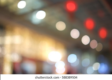 Blur Image Of Front Door Of Shopping Mall With Bokeh.