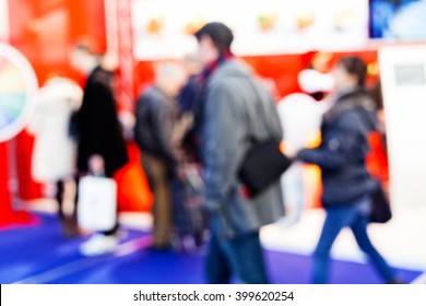 Blur Image Of Group Of People Passing At Job Expo; Blurred 100%