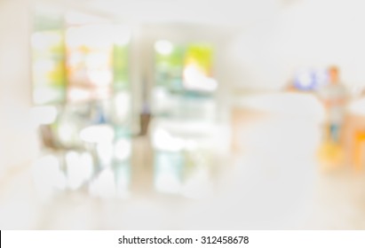 Blur Image Of Hospital Office Room With Table And Chairs For Background Usage.