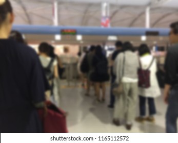 Blur Image Of Immigration Control At Airport