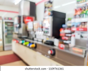 Blur Image Of Inside The Convenience Store.