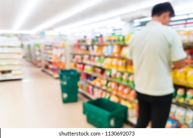 Blur Image Of Inside Convenience Store, Use For Background.