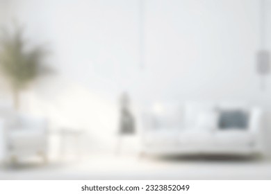 Blur image of living room with furniture at home with sunlight for background usage. blur interior concept. - Shutterstock ID 2323852049