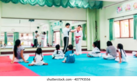 Blur Image Of Martial Arts Class Use For Background.