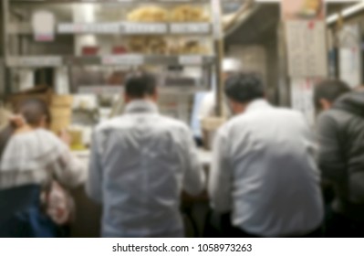 Blur Image Of Officer Eat Ramen Japan Noodle Bar Street Food