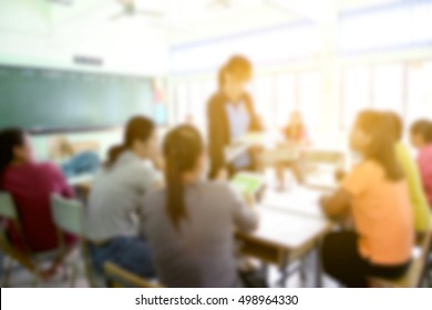 Blur Image Of Parent Meeting In Elementary School