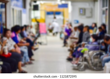 Blur image of patients in the hospital waiting to see doctor and treatment.