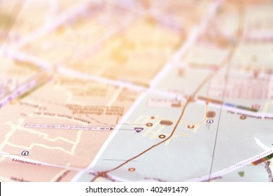 Blur Image Of Perspective Road Map Paper