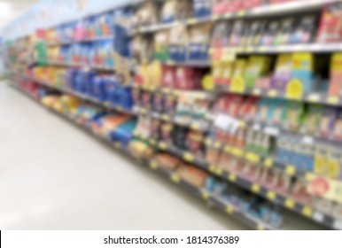 Blur Image Of Pet Food Aisle In Super Market