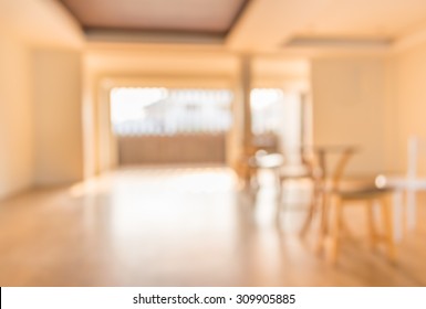 Blur Image Of Small White Waiting Room With Corridor Without People For Background Usage.