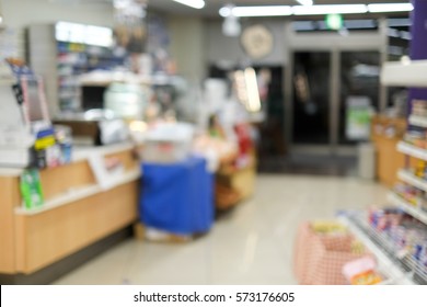 Blur Image. The Supermarket Convenience Store Inside.