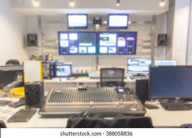 Blur Image, Television Studio Live News Broadcast,  Master Control Room.