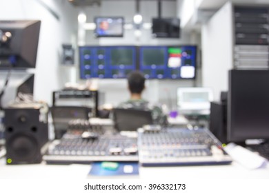 Blur Image, Television Studio Live News Broadcast,  Master Control Room.