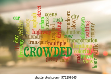 Blur image view from inside car with text citylife concept.