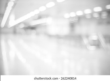 Blur Inside Office Building With Bokeh Light Background, Interior And Business Background