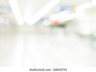 Blur Inside Office Building With Bokeh Light Background, Interior And Business Background