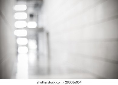 Blur Inside Office Building With Bokeh Light Background, Interior And Business Background