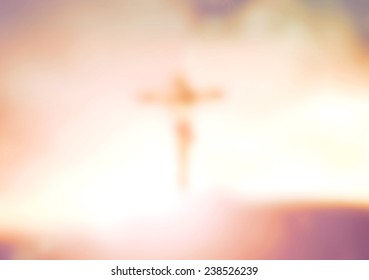 Blur Jesus Christ On Cross Symbol For Easter Sunday And Good Friday