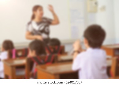 Blur kids and teacher in the classroom for background usage. - Shutterstock ID 524017357